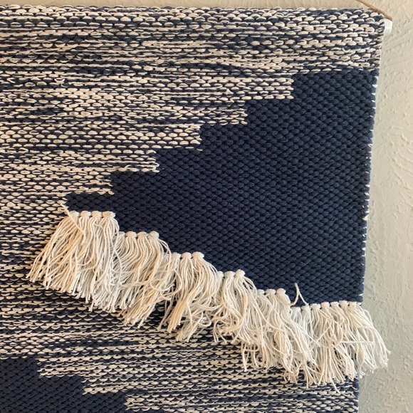 Boho wall hanging shag rug blue white - Picture 6 of 6